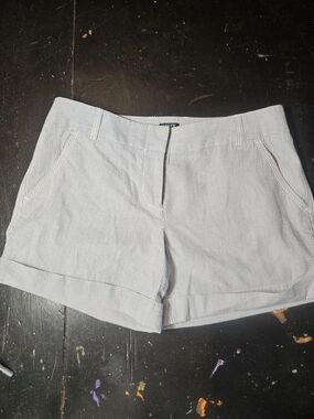 J. Crew Blue and White Pinstripe Cuffed Shorts